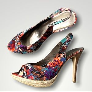 Moda Multicolor Platform Open Toe Heels 8M